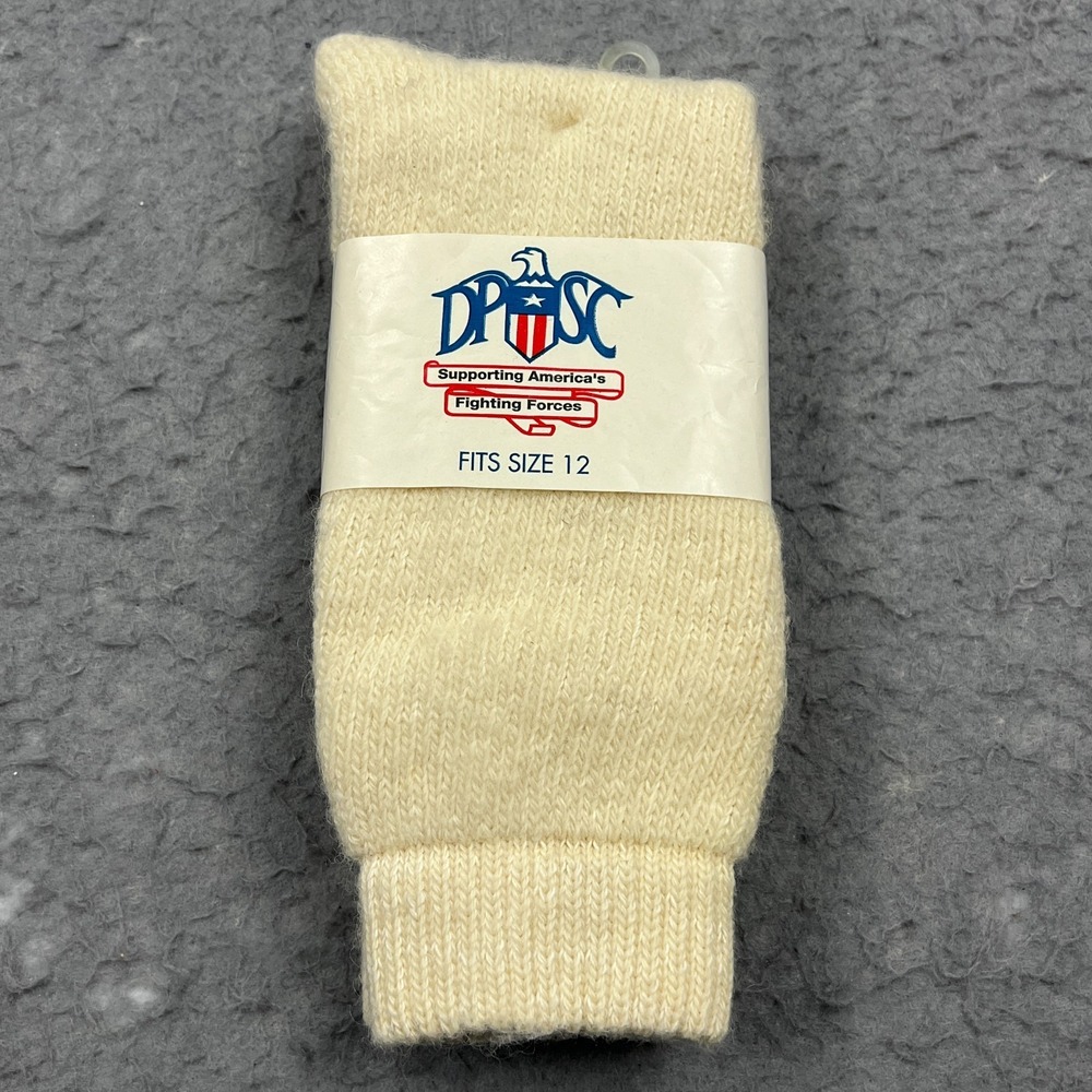 Vintage DPSC Wool Socks Size 12 Ivory US Military Heavyweight All Weather Socks